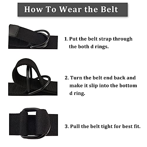macoking Web Fabric Canvas Belt for Men Women with Double D Ring Buckle, Black, 55in long for waist 44"-47" - Image 4