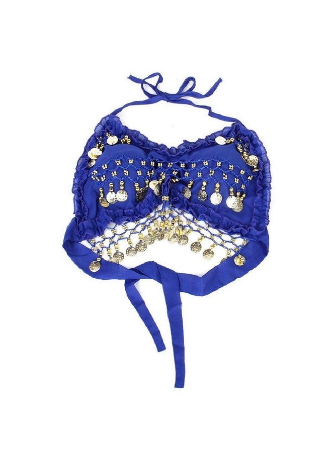 Vritraz حزام الخصر للرقص الشرقي من VRITRAZ للنساء من المخمل بألوان وخرز وعملات ذهبية (أزرق ملكي، عبوة من 4) - Image 3