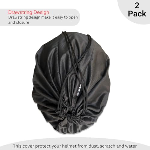 MUTMAIN Pack of 2 Helmet Cover/Bag Drawstring Backpack Waterproof Keeps Your Helmet Safe from Dust, Rain and Scratches Bike Helmet (HC02_2pic_Black) - Image 2