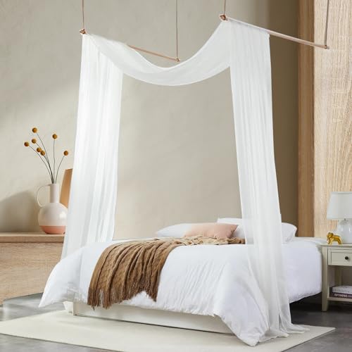 Comtelek Bed Canopy for Girls & Adults, King to Twin Sizes - White Tulle Canopy Bed Curtains with Frame, 59" x 255" - Image 5