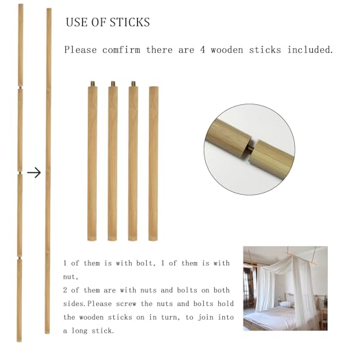 Comtelek Bed Canopy for Girls & Adults, King to Twin Sizes - White Tulle Canopy Bed Curtains with Frame, 59" x 255" - Image 3