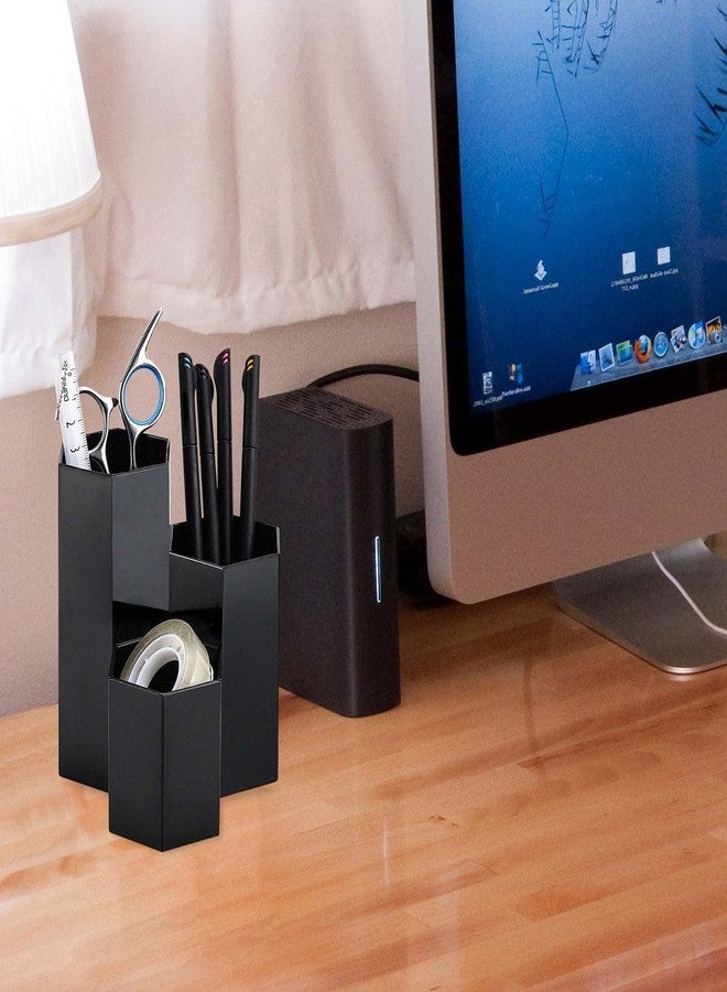 LoveBB Makeup Brush Holder Organizer, 3 Slot Plastic Cosmetics Brushes Pen Storage Solution, Black - Image 4