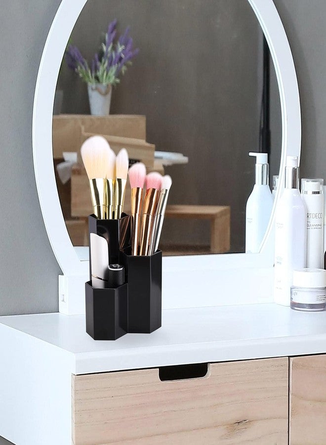 LoveBB Makeup Brush Holder Organizer, 3 Slot Plastic Cosmetics Brushes Pen Storage Solution, Black - Image 5