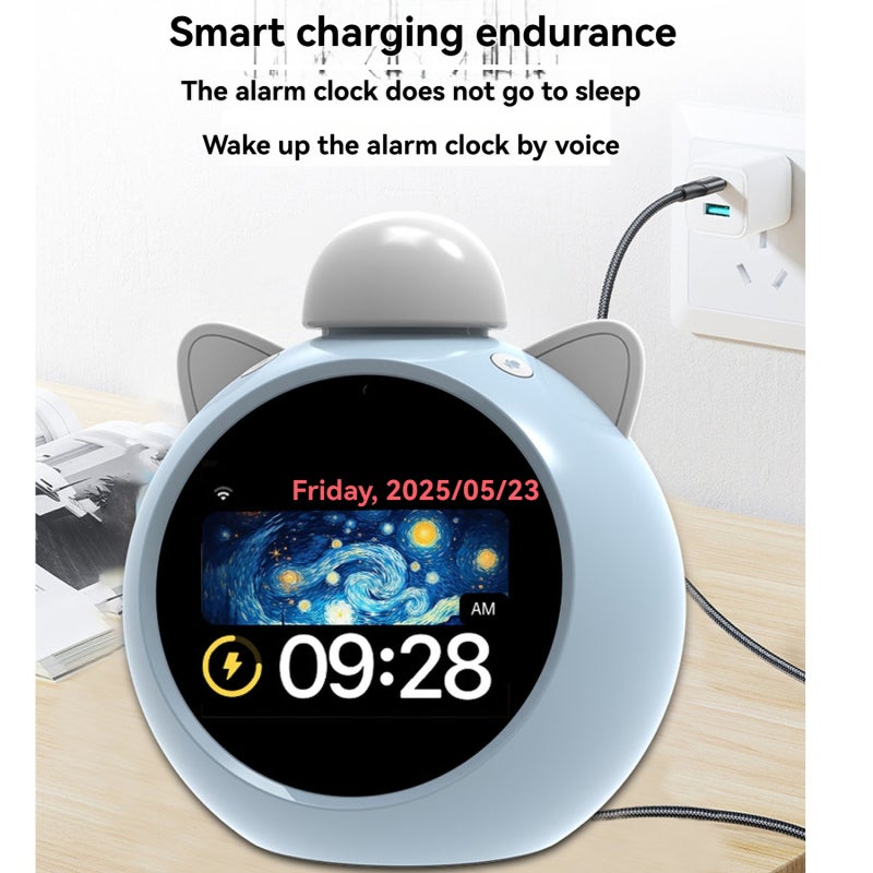 Smart Alarm Clock 2.8-Inch HD Screen Voice Control Knob - Smart Parent Assistant Weekly Timetable Reminders AI Learning Machine for Kids Early Education Daily Home Use - Image 5