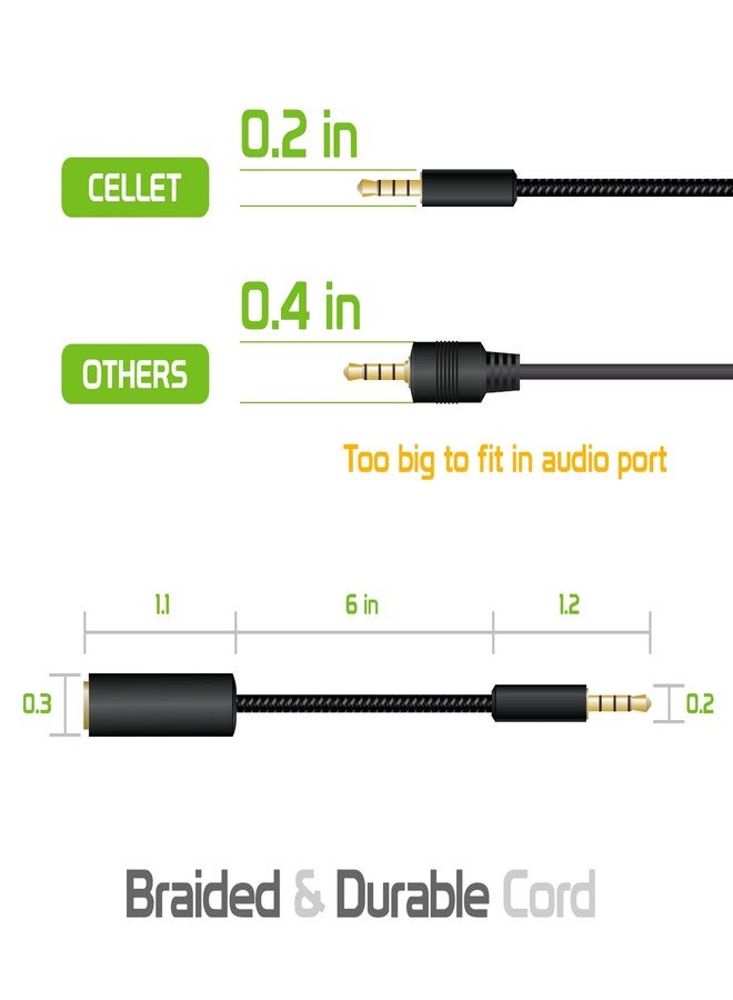 Cellet Gold Plated 3.5mm TRRS Male to Female Audio Adapter for Mobile Credit Card Reader, Square, Headphones, Audio Aux, 6 Inch (Black) - Image 5