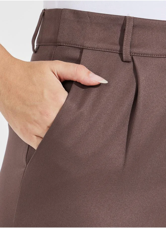 Styli Tapered Twill Pants with Belt Loops