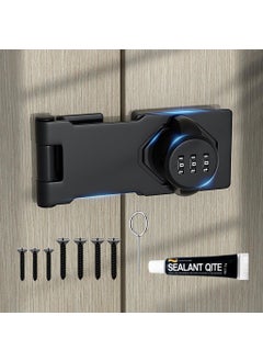 Drumil Drumil Household Cabinet Password Hasp Locks Cabinet Door Combination Lock Door Security Slide Latch Lock for Small Doors Cabinet Barn Door Bathroom Outdoor Garden Garage Black  - Image 1