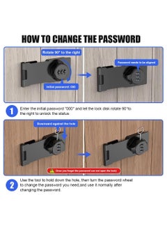Drumil Drumil Household Cabinet Password Hasp Locks Cabinet Door Combination Lock Door Security Slide Latch Lock for Small Doors Cabinet Barn Door Bathroom Outdoor Garden Garage Black  - Image 5
