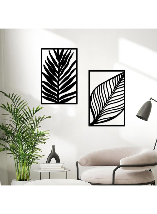 Resama 3 Pcs Boho Metal Wall Art Decor Leaf Sign Wall Vintage Tropical Plant Wall Rustic Palm Leaf Metal Wall Sculpture for Living room Bathroom Bedroom Office - Image 2