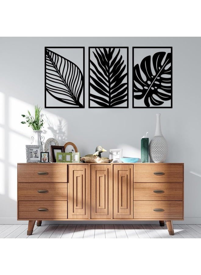 Resama 3 Pcs Boho Metal Wall Art Decor Leaf Sign Wall Vintage Tropical Plant Wall Rustic Palm Leaf Metal Wall Sculpture for Living room Bathroom Bedroom Office - Image 4