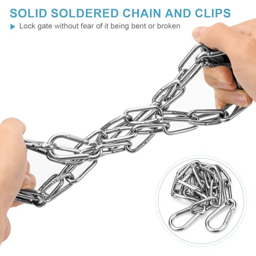Syocsek 2 Pack Gate Chain Lock for Outdoor Fence with Carabiner, 5/32 x 24 Inch Stainless Steel Link Chains No Fear of Being Bent, Easy to Adjust Barn Chain for Livestock Gate, Silver - Image 3