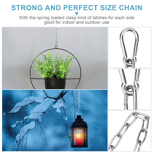 Syocsek 2 Pack Gate Chain Lock for Outdoor Fence with Carabiner, 5/32 x 24 Inch Stainless Steel Link Chains No Fear of Being Bent, Easy to Adjust Barn Chain for Livestock Gate, Silver - Image 5