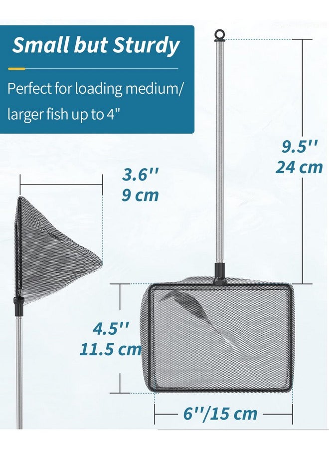 Pawfly 6 Inch Aquarium Fish Net With Telescopic Stainless Steel Handle Larger Square Net With Soft Fine Mesh Sludge Food Residue Wastes Skimming Cleaning Net For Fish Tanks Small Koi Ponds And Pools  - Image 3
