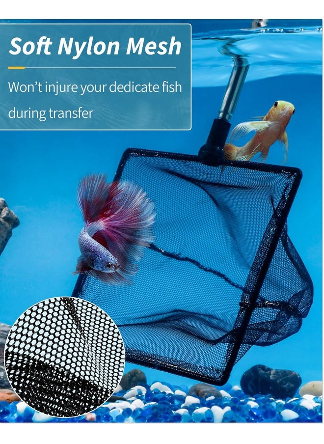 Pawfly 6 Inch Aquarium Fish Net With Telescopic Stainless Steel Handle Larger Square Net With Soft Fine Mesh Sludge Food Residue Wastes Skimming Cleaning Net For Fish Tanks Small Koi Ponds And Pools  - Image 2