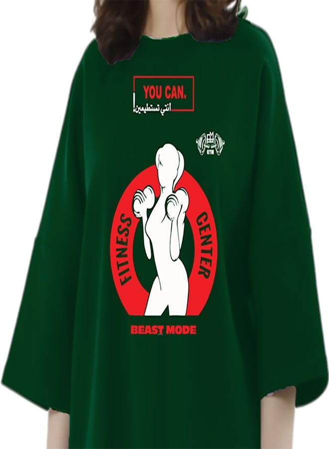 Genérico Women's Oversize T-shirt - FITNESS CENTER Printed for exercise, gym and bodybuilding 06 - Image 4