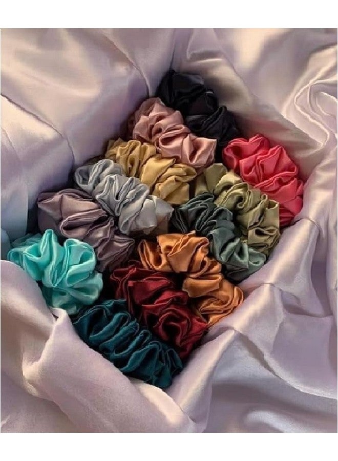 Drishti® Silky High Glossy Satin Scrunchies for Girl & Woman Set of-10 (Multicolor) - Image 2