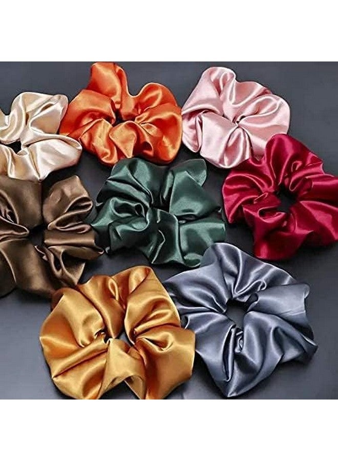Drishti® Silky High Glossy Satin Scrunchies for Girl & Woman Set of-10 (Multicolor) - Image 5