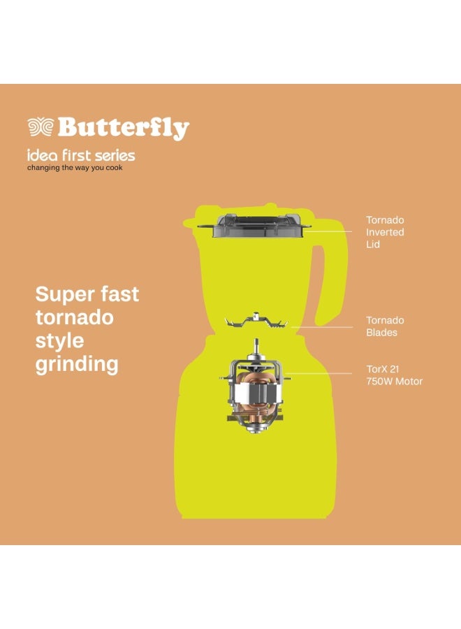 باترفلاي Butterfly ZieraChrome 750 Watt Mixer Grinder | 5 Jars | Uniform Grinding with Tornado Blade & Lid | Long Lasting Annealed SS Jars | Torx21 Motor| Juicer/Blender Jar | 5 Years Warranty - Image 2