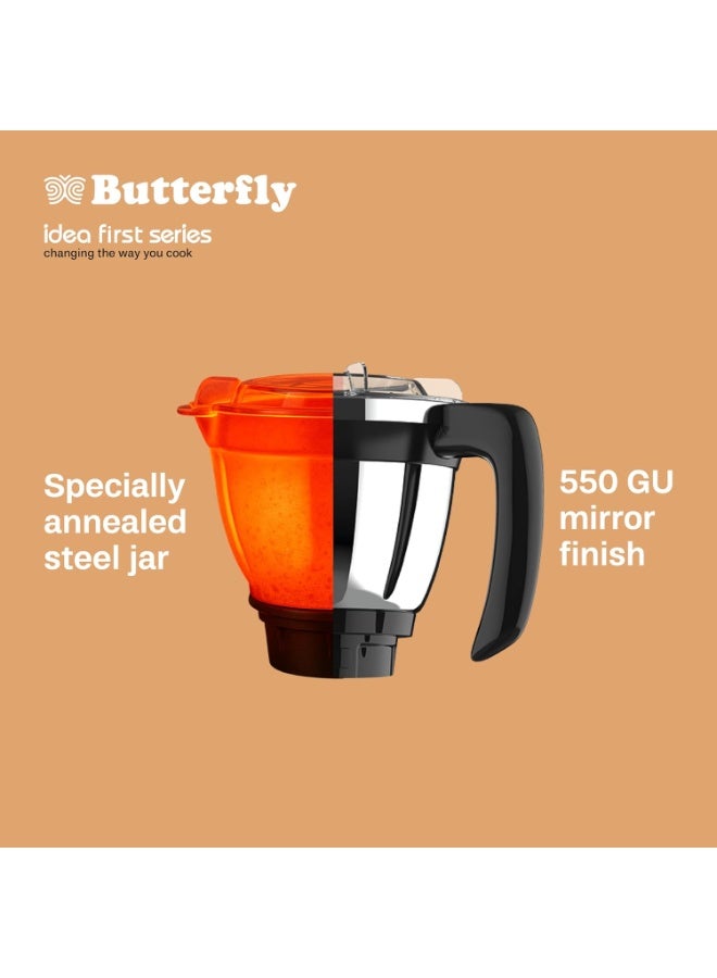 باترفلاي Butterfly ZieraChrome 750 Watt Mixer Grinder | 5 Jars | Uniform Grinding with Tornado Blade & Lid | Long Lasting Annealed SS Jars | Torx21 Motor| Juicer/Blender Jar | 5 Years Warranty - Image 4