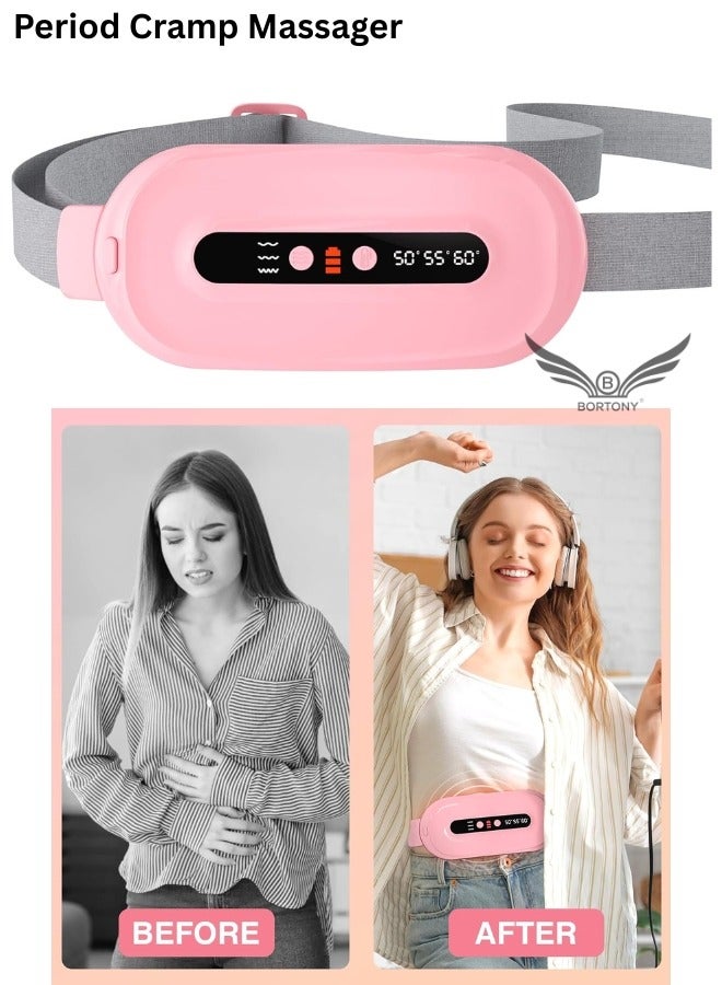 BORTONY Portable Heating Pad Cordless Heating Pad for Period Cramps with 3 Heat Levels and 3 Massage Modes Electric Fast Heating Waist Back Belt for Women Girls and Her  - Image 1