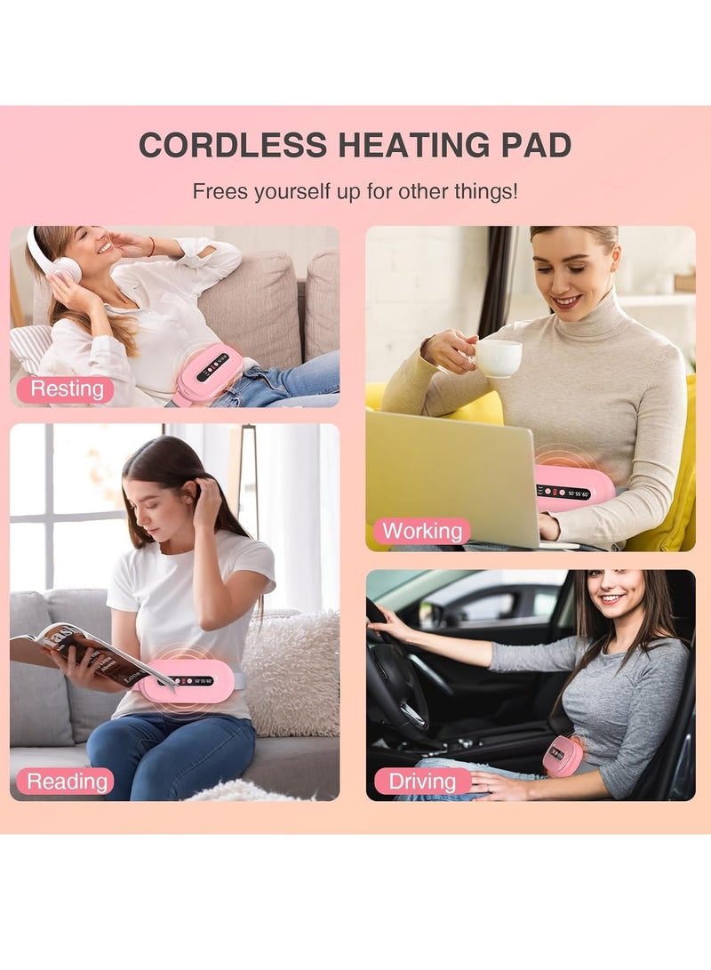 BORTONY Portable Heating Pad Cordless Heating Pad for Period Cramps with 3 Heat Levels and 3 Massage Modes Electric Fast Heating Waist Back Belt for Women Girls and Her  - Image 3
