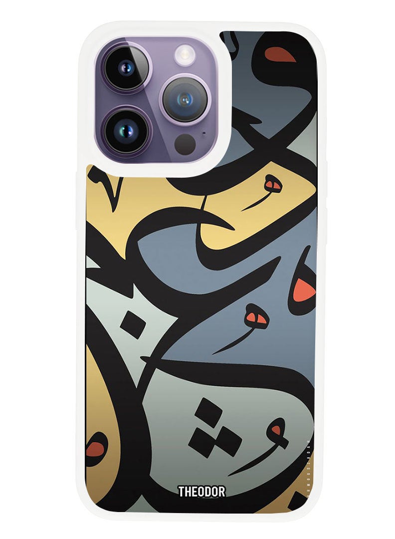 Theodor Protective Case Anti Scratch Shock Proof Cover For APPLE IPHONE 14 PRO Caligraphy 1 (White Bumper) - Image 1