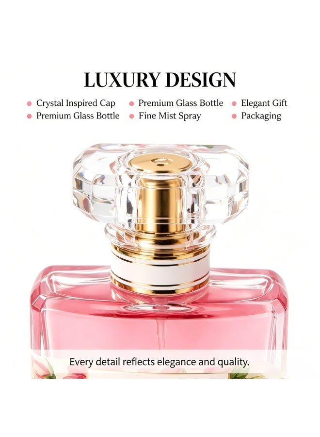 عطر نسائي برائحة الورد أو دو بارفان 50 مل - رائحة زهرية مع الحمضيات والمسك الأبيض، يدوم طويلاً للاستخدام اليومي والسفر والهدايا - Image 5