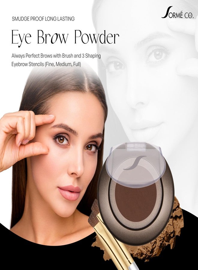 سورمي بودرة حواجب سورميه المقاومة للتلطخ تدوم طويلاً للنساء - حواجب مثالية دائماً مع فرشاة و3 قوالب لتشكيل الحواجب (رفيعة، متوسطة، كثيفة) - أجود أنواع صبغات الحواجب - لون الجوز - Image 2
