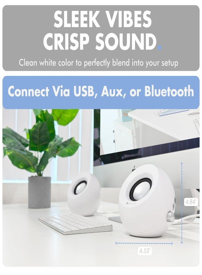 X9 Performance White Computer Speakers with Bluetooth, USB, and AUX - Triple Mode Connection, Dual 2.25" Drivers, RGB Lighting, Colorful Tones for Work and Play - Bluetooth PC Speakers - White - Image 3