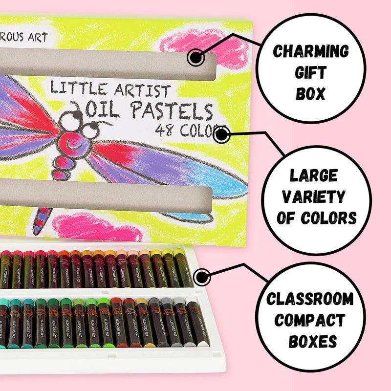 Aliferous Art Oil Pastels for Kids - 48 Color Pastels for Kids - Perfect Classroom Art Supplies - Easy to Blend with Vibrant Colors - Image 3