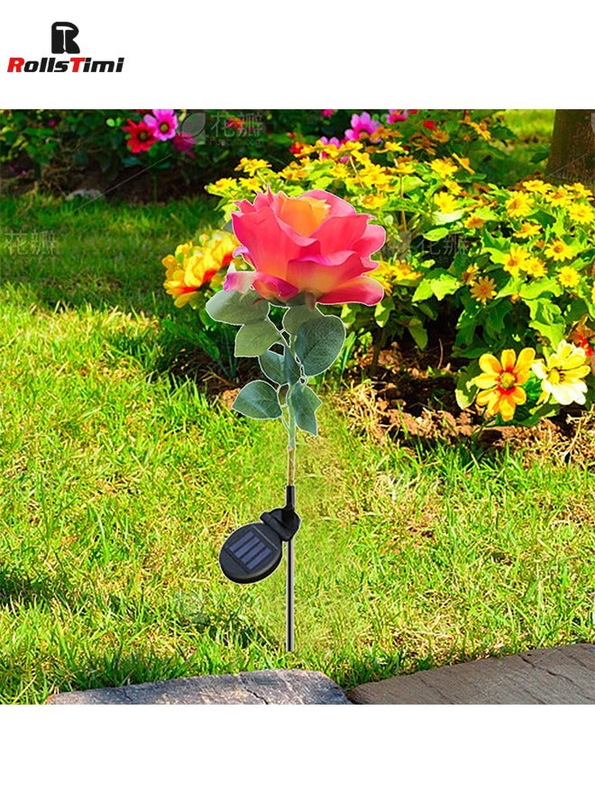RollsTimi  Solar Flowers Garden Lights Outdoor Yard Decor Waterproof 2 Pack, Solar Red Rose for Gravel Patio Flower Bed Decorative Outside - Image 4