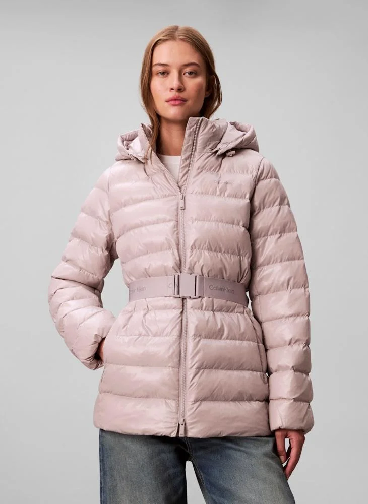 CALVIN KLEIN Logo Belted Puffer Jacket