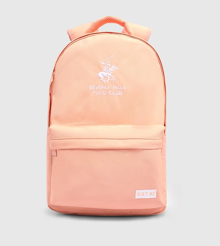 Logo Embroidered Zippered Backpack