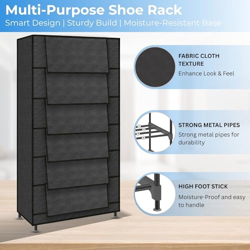 TRENDY Multipurpose Shoe Rack Cabinet 6 Layer All-in-one Storage Organizer with Dustproof Cover | Space-Saving Shoe Stand for Home, Wardrobe & Entryway - Image 5