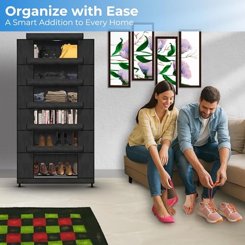 TRENDY Multipurpose Shoe Rack Cabinet 6 Layer All-in-one Storage Organizer with Dustproof Cover | Space-Saving Shoe Stand for Home, Wardrobe & Entryway - Image 4