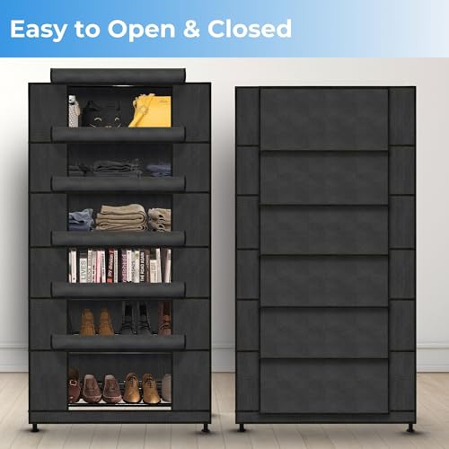 TRENDY Multipurpose Shoe Rack Cabinet 6 Layer All-in-one Storage Organizer with Dustproof Cover | Space-Saving Shoe Stand for Home, Wardrobe & Entryway - Image 3