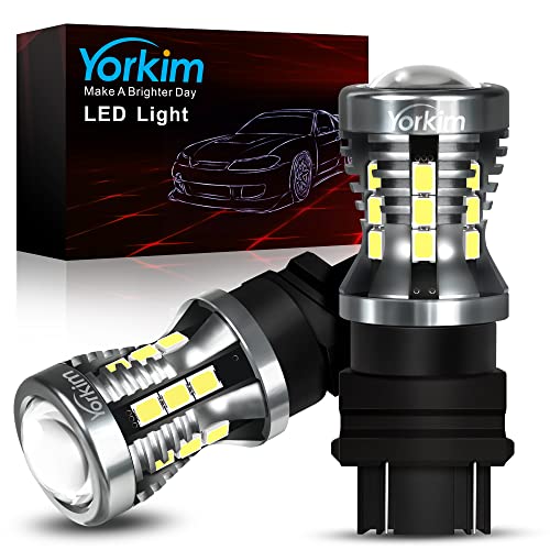 Yorkim لمبة يوركيم 3157 LED 6000K بيضاء 2880 لومن لمبات عكسية 3156 LED 3057 LED 4114 LED ضوء تشغيل نهاري 3056 3457 لمبة بديلة لإشارة الانعطاف ضوء الذيل ضوء الفرامل، عبوة 2 - Image 1