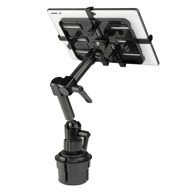 Mount-It! Carbon Fiber Cup Holder Tablet Mount Tablet Holder for Car Truck SUV, Adjustable 7â€“11 Inch iPad & Tablets, 18" Extension Arm, 360Â° Rotation, Fits 2.75"â€“3.5" Cupholders, ELD GPS Holder - Image 1