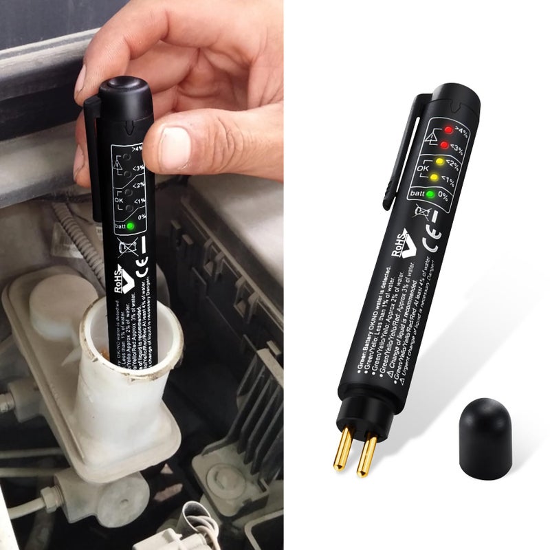 Brake Fluid Tester Auto Brake Diagnostic Testing Tool Brake Fluid Liquid Testing Pen Brake Fluid Detection Pen for Automobiles with 5 LED Indicators Compatible with DOT 34 5 Brake Fluid Liquid