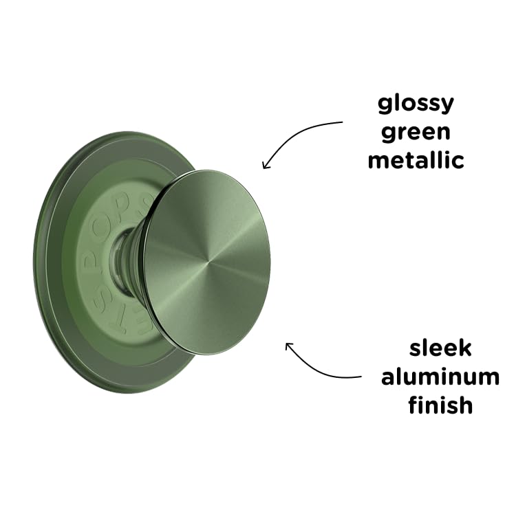 PopSockets Phone Grip for MagSafe with Kickstand, Magnetic Stand, Swappable Top, Secure Hold for iPhone MagSafe Cases, Phone & Tablet Grip - Alum Radial Olive - Image 3