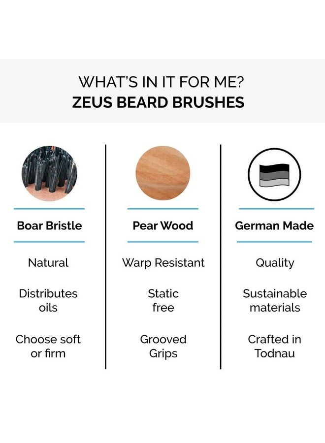 Zeus Handle Beard Brush Firm Boar Bristle Mustache & Beard Brush Untangling & Smoothing Hair Brush (Made In Germany) A93 - Image 3