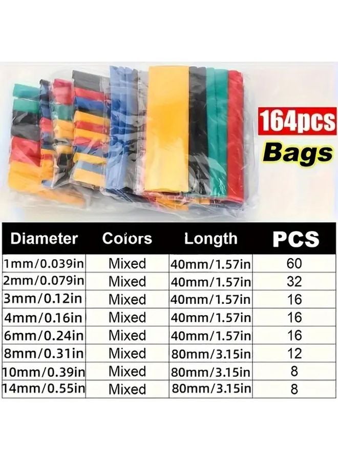 164 قطعة مجموعة أنابيب الانكماش الحراري من الدرجة البحرية نسبة 2:1 أنابيب عازلة للأسلاك مبطنة باللاصق - Image 3