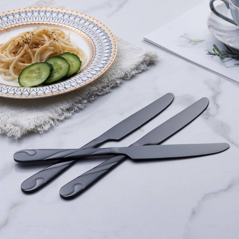 Seeshine Black Silverware Set for 8, 40-Piece Stainless Steel Flatware Set, Shiny Black Metal Cutlery Set, Include Fork, Knife and Spoon Set, Dishwasher Safe - Image 5