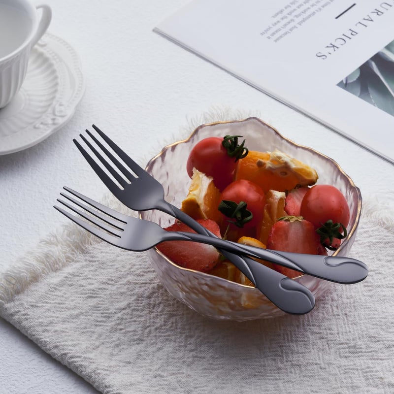 Seeshine Black Silverware Set for 8, 40-Piece Stainless Steel Flatware Set, Shiny Black Metal Cutlery Set, Include Fork, Knife and Spoon Set, Dishwasher Safe - Image 4