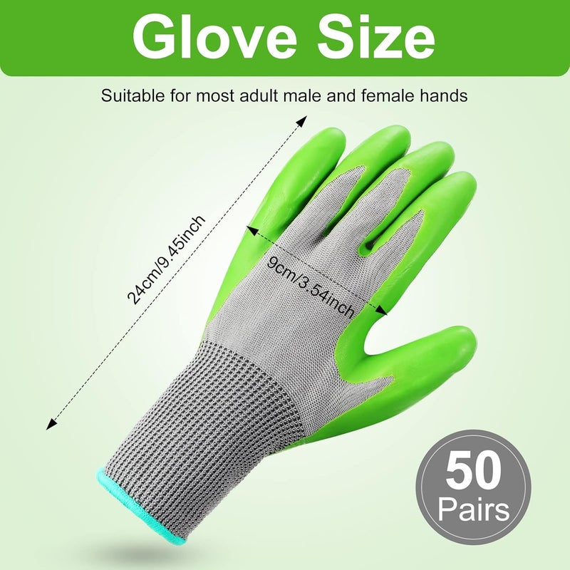 Jexine 50 Pairs Safety Gloves Men Garden Gloves for Men Women with Breathable Latex Coated and reliable Grip - Image 2