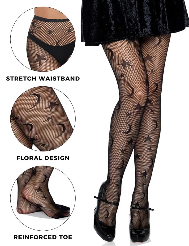 Buauty Lace Patterned Fishnet Tights for Women Black Fishnets Leggings Lace Tights - Image 2