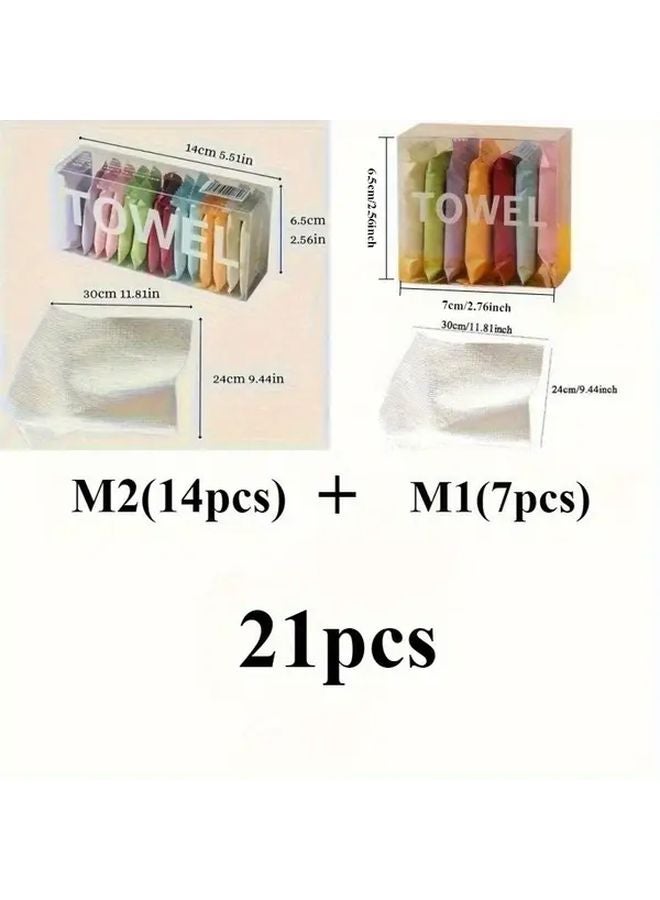 Portable Compressed Cleaning Cloth 21pcs White Disposable Facial Towel Model M1 M2 - Image 1