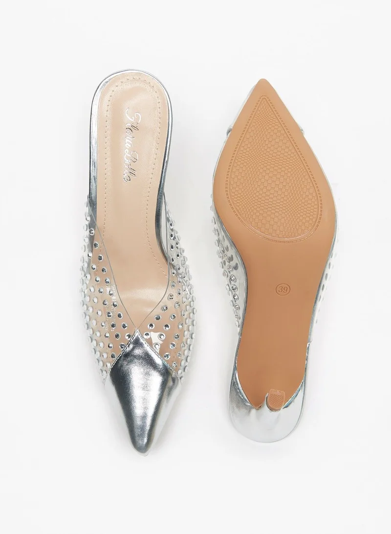 Flora Bella Studded Pointed Toe Slip On Stiletto Heels