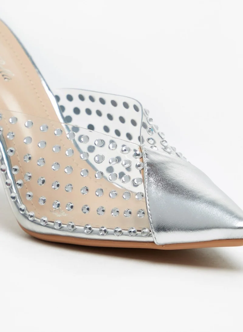 Flora Bella Studded Pointed Toe Slip On Stiletto Heels