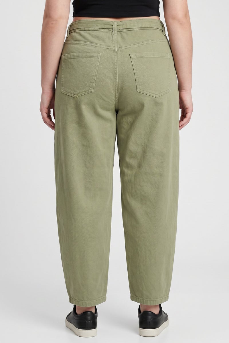 Threadbare Women Wide Leg Solid Denim Jeans, Green - Image 4
